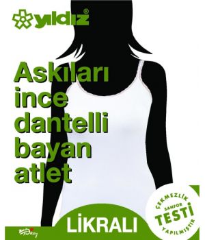 YILDIZ 2270 ASKILARI İNCE DANTELLİ BAYAN ATLET